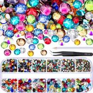 💎 tecunite 2000 pieces flat back gems round crystal rhinestones assortment (1.5-6 mm), including pick up tweezer and rhinestones picking pen, for crafts, nail art, face art, clothing, footwear, bags, and diy projects - multicolors logo