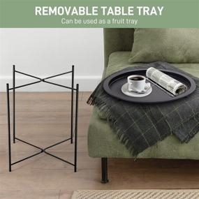 img 2 attached to Waterproof Removable Tray Table, E&D FURNITURE Folding Small Sofa Side Table Modern Round Metal Indoor Accent Table, Outdoor Patio Snack Coffee Table for Living Room Bedroom Balcony - Black