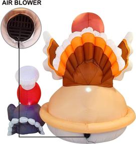 img 1 attached to 🦃 Joiedomi 6 FT Turkey on Pumpkin Pie Thanksgiving Inflatable Decoration with LED Lights for Family Party Indoor Outdoor Yard Garden Lawn Decor