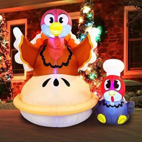 img 4 attached to 🦃 Joiedomi 6 FT Turkey on Pumpkin Pie Thanksgiving Inflatable Decoration with LED Lights for Family Party Indoor Outdoor Yard Garden Lawn Decor