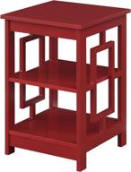 🔴 convenience concepts town square end table: stylish cranberry red design with functional shelves logo