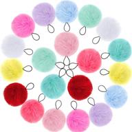 🎀 20-pack pom ball elastic hair ties - cute pom hair bands with fluffy pompoms, perfect ponytail holders for women, girls, and kids - hair accessories in 10 vibrant colors logo