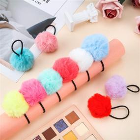 img 1 attached to 🎀 20-Pack Pom Ball Elastic Hair Ties - Cute Pom Hair Bands with Fluffy Pompoms, Perfect Ponytail Holders for Women, Girls, and Kids - Hair Accessories in 10 Vibrant Colors