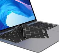 🖥️ kuzy keyboard cover for macbook air 13 inch 2020 a2337 m1 a2179: silicone protective skin with retina display & touch id - black логотип