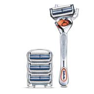 💈 smooth shave guaranteed: gillette skinguard men's razor flex handle + 4 blade refills logo