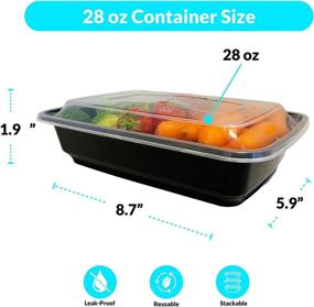 img 2 attached to 🍱 Reli. Meal Prep Containers, 28 oz. (50 Pack) - 1 Compartment Food Containers with Lids, Black Microwavable Storage Containers - Reusable Bento Box/Lunch Box Containers for Meal Prep (28oz)