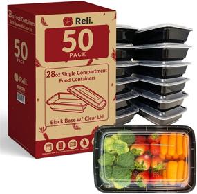 img 4 attached to 🍱 Reli. Meal Prep Containers, 28 oz. (50 Pack) - 1 Compartment Food Containers with Lids, Black Microwavable Storage Containers - Reusable Bento Box/Lunch Box Containers for Meal Prep (28oz)