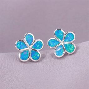 img 2 attached to 🌸 CiNily Gold Plated Opal Flower Stud Earrings - Hypoallergenic Jewelry Gift for Women & Girls