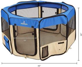 img 1 attached to 🐾 Zampa Portable Foldable Pet Playpen: Water Resistant Exercise Pen Kennel with Carrying Case - Perfect for Large Dogs, Small Puppies/Cats, Indoor/Outdoor Use