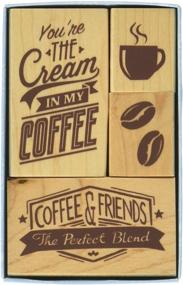 img 1 attached to ☕️ Inkadinkado Coffee Mounted Rubber Stamp Set: Brew Up Creativity with 4 pc Stamps