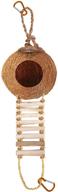 🥥 sungrow 15" coconut hut with ladder, 2.5" opening diameter, metal hanging clasps included - 1 pack logo