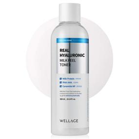 img 4 attached to WELLAGE Hyaluronic Milk Peel Toner 10.1 Fl.Oz (300ml) - Sensitive Skin Toner 🌼 with Hyaluronic Acid, Dead Skin Softening, Waste Removal, Moisturizing Face Exfoliator - PHA and AHA