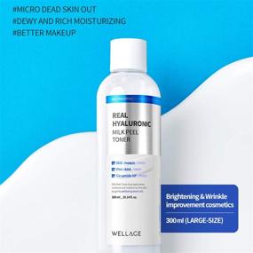 img 3 attached to WELLAGE Hyaluronic Milk Peel Toner 10.1 Fl.Oz (300ml) - Sensitive Skin Toner 🌼 with Hyaluronic Acid, Dead Skin Softening, Waste Removal, Moisturizing Face Exfoliator - PHA and AHA