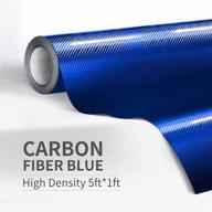 🚘 blue vinyl wrap for cars - carbon fiber gloss car sticker with air release, bubble-free - car, moto, bicycle decoration (12" x 60" / 1 ft x 5 ft) - blue logo