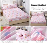 🍓 girls strawberry bed sheet set twin - pink buffalo check bedding with cute strawberries, soft kawaii grid plaid design - includes fitted sheet, 1 pillow case logo