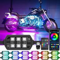 🚦 ultimate chipcolor 12 piece motorcycle led light kit: app/rf control magicrgb lights, 16 million colors, brake light, music mode, chasing effect, ip65 waterproof. includes power switch. logo