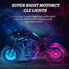 img 2 attached to 🚦 Ultimate Chipcolor 12 Piece Motorcycle LED Light Kit: APP/RF Control MagicRGB Lights, 16 Million Colors, Brake Light, Music Mode, Chasing Effect, IP65 Waterproof. Includes Power Switch.
