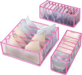 img 4 attached to 👙 Bligli 3 Pcs Foldable Underwear Drawer Organizer Set - Space-Saving Closet Dividers for Socks, Bras, Underpants, and More - Pink