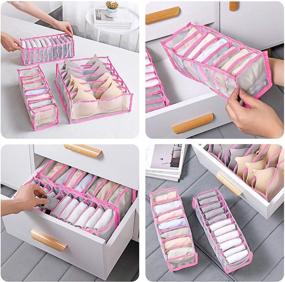 img 3 attached to 👙 Bligli 3 Pcs Foldable Underwear Drawer Organizer Set - Space-Saving Closet Dividers for Socks, Bras, Underpants, and More - Pink