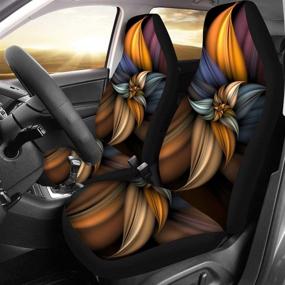 img 3 attached to 🌸 Универсальные автомобильные чехлы FUIBENG полный комплект из 2 штук, дизайн абстрактных цветов, высокие баковые чехлы для сидений - прочные и оптимизированные для SEO