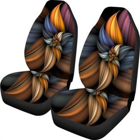 img 4 attached to 🌸 Универсальные автомобильные чехлы FUIBENG полный комплект из 2 штук, дизайн абстрактных цветов, высокие баковые чехлы для сидений - прочные и оптимизированные для SEO
