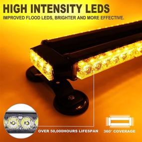 img 3 attached to 🚨 FOXCID Blue 14.5" 30 LED Emergency Hazard Warning Security Roof Top Beacon Strobe Flashing Light Bar with Magnetic Base - Ideal for Tow Trucks, Vehicle Safety, Trailers, Snow Plows, and Tractors