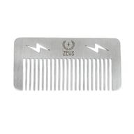 🔌 pocket-sized thunderbolt comb for men - zeus d21 stainless steel beard comb logo