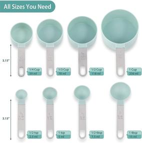 img 3 attached to 🔵 8-Piece Measuring Cups and Spoons Set with Stainless Steel Handle - Dry and Liquid Ingredient Nesting Measure Cups (Lake Blue)