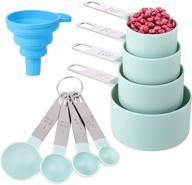 🔵 8-piece measuring cups and spoons set with stainless steel handle - dry and liquid ingredient nesting measure cups (lake blue) logo