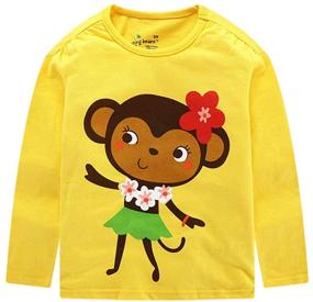 img 4 attached to LUMMY KIDS Cute Animal Long Sleeve 👕 Cotton T-Shirts for Toddlers Girls Boys, Round Neck Tees