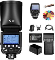 godox v1-n speedlite with xpro-n transmitter for nikon, 2.4g wireless ttl flash system, high-speed sync up to 1/8000s, led modeling lamp with 10 levels, 2600mah lithium battery, 1.5s recycle time logo