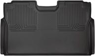 husky liners 19371 weatherbeater black 2nd seat floor liner: compatible with 2015-2019 ford f-150 supercrew & 2017-2019 ford f-250/f-350 super duty crew cab (no factory storage box) logo