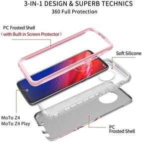 img 3 attached to 📱 Hekodonk Moto Z4 Case: Heavy Duty Full Body Protection with Built-in Screen Protector - Shockproof Marble Pink Design for Moto Z4/Z4 Play