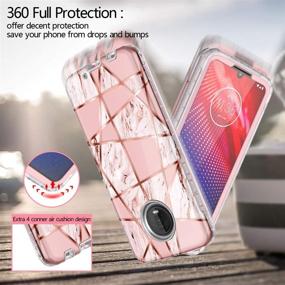 img 2 attached to 📱 Hekodonk Moto Z4 Case: Heavy Duty Full Body Protection with Built-in Screen Protector - Shockproof Marble Pink Design for Moto Z4/Z4 Play