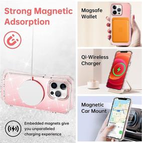 img 2 attached to 🌟 FACBINY Magnetic Glitter Case for iPhone 13 Pro Max 6.7 Inch | Magsafe Compatible | Military Grade Crystal Bling Shockproof Case | Sparkle Pink