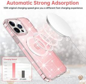 img 3 attached to 🌟 FACBINY Magnetic Glitter Case for iPhone 13 Pro Max 6.7 Inch | Magsafe Compatible | Military Grade Crystal Bling Shockproof Case | Sparkle Pink