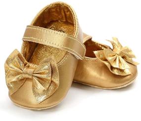 img 1 attached to 👶 Timatego Baby Girl Mary Jane Flats Shoes - Non Slip Soft Sole Infant Toddler First Walker Wedding Princess Dress Crib Shoes