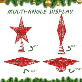 img 2 attached to 🎄 Shimmering Red Glittered Tree-Top Star: 10 Inches Christmas Tree Star Topper for Xmas Tree Decoration