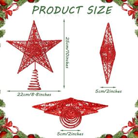 img 1 attached to 🎄 Shimmering Red Glittered Tree-Top Star: 10 Inches Christmas Tree Star Topper for Xmas Tree Decoration