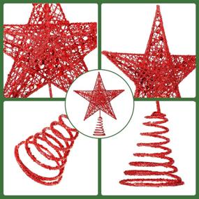 img 3 attached to 🎄 Shimmering Red Glittered Tree-Top Star: 10 Inches Christmas Tree Star Topper for Xmas Tree Decoration