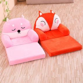 img 3 attached to 🐶 Olpchee Corgi Foldable Plush Children's Sofa Backrest Chair - Cute Cartoon Baby Seat for Living Room & Bedroom