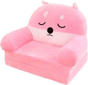 img 4 attached to 🐶 Olpchee Corgi Foldable Plush Children's Sofa Backrest Chair - Cute Cartoon Baby Seat for Living Room & Bedroom