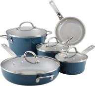 ayesha curry home collection twilight teal nonstick cookware set - 9 piece pots and pans logo