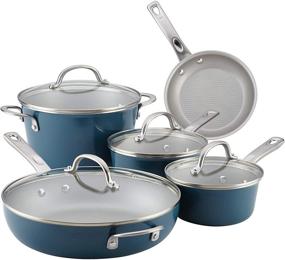 img 4 attached to Ayesha Curry Home Collection Twilight Teal Nonstick Cookware Set - 9 Piece Pots and Pans