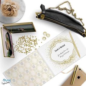 img 1 attached to 📔 Gold Guest Book Set with Pen – 9"x7" Hardcover White Polaroid Style Journal – 100 Pages/50 Sheets – Elegant Foil Gilded Edges for Wedding, Party, Baby or Bridal Shower Guest Signing