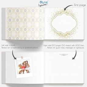 img 2 attached to 📔 Gold Guest Book Set with Pen – 9"x7" Hardcover White Polaroid Style Journal – 100 Pages/50 Sheets – Elegant Foil Gilded Edges for Wedding, Party, Baby or Bridal Shower Guest Signing