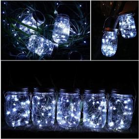 img 2 attached to 🌞 Enhance Your Outdoor Décor with Solar Mason Jar Lights - 8 Pack 15 LED Waterproof Fairy Firefly Jar Lids String Lights with Hangers (NO Jars) for Patio Yard Garden, Perfect for Wedding & Easter Decoration - Cool White