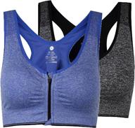 🏋️ ohlyah zipper front closure racerback sports bra for women - ideal for yoga and workout logo