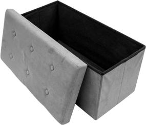 img 1 attached to 🔲 Sorbus Collapsible Storage Ottoman Bench - Gray Contemporary Faux Suede - Ideal for Toys, Shoes, Hope Chest, Pouffe Ottoman, Seat, Foot Rest - Folding Bench Chest with Cover