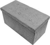 🔲 sorbus collapsible storage ottoman bench - gray contemporary faux suede - ideal for toys, shoes, hope chest, pouffe ottoman, seat, foot rest - folding bench chest with cover logo